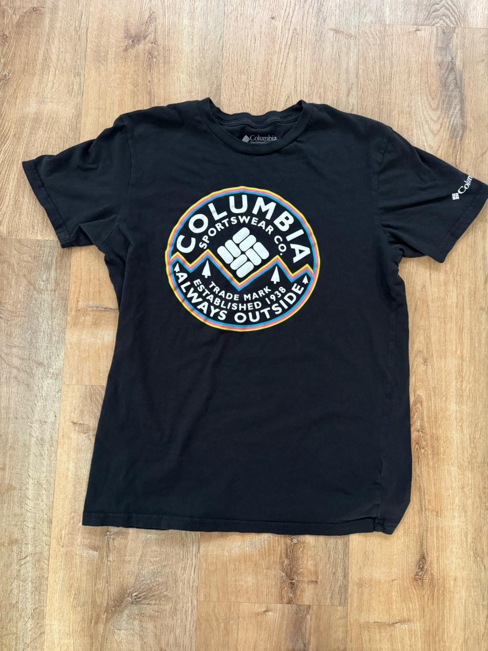Columbia Black Short-Sleeve Tee with Multicolor Circular Logo